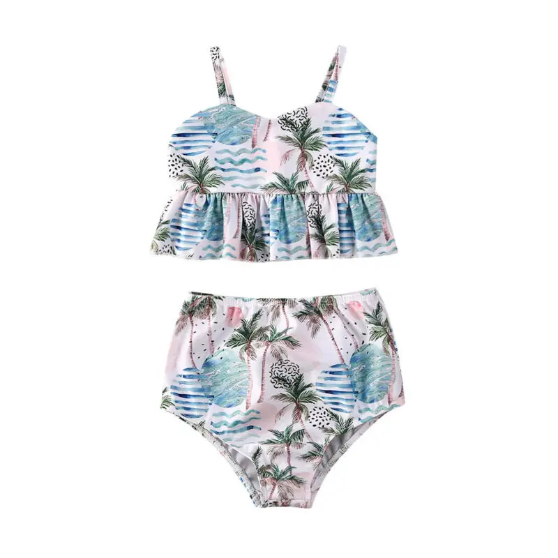 2020 модный трендовый купальный костюм из 2 предметов для маленьких девочек одежда