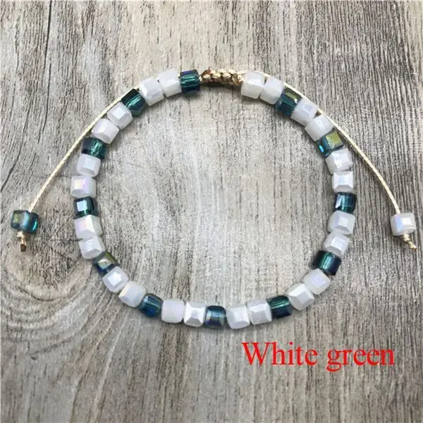 White green Квадратный Кристальный бисерный браслет из ярких бусин для женщин богемный консервативный стиль - Окраска металла: White green