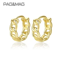 pagmag 925 sterling silver hollow chain hoop earrings for women gothic 14k gold color earrings statement circle earring jewelry