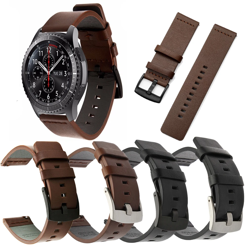 Ремешок для часов из натуральной кожи Samsung Gear S3 Frontier Classic ремешок Huami Amazfit Stratos 2 2S