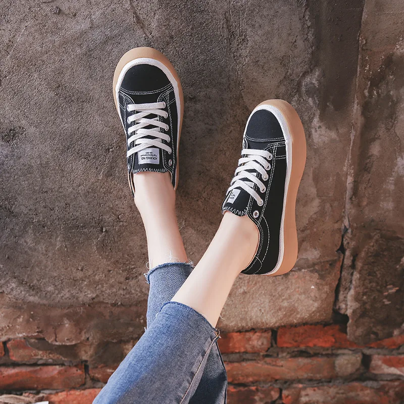 

Women Vulcanize Shoes 2021 Autumn Casual Canvas Shoes Women Korean Fashion Lace Up Shoes Women Flat Shoes Zapatillas De Mujer