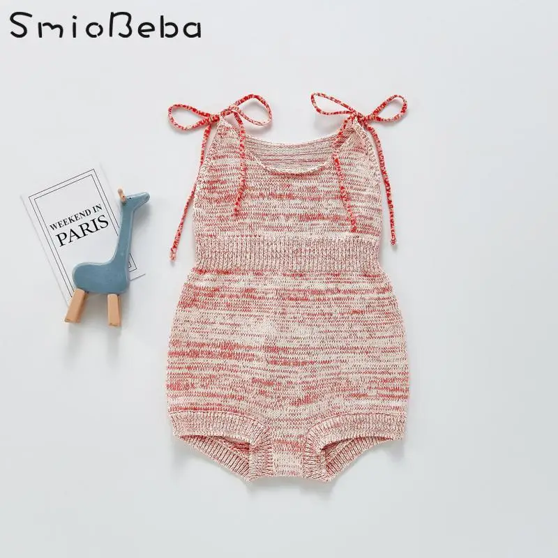 

Spring And Autumn 2021 Knitted Suspender For Baby Girls Sleeveless Belt Red Newborn 1-3 Years Kids Bodysuits Pure Cotton Cltohes