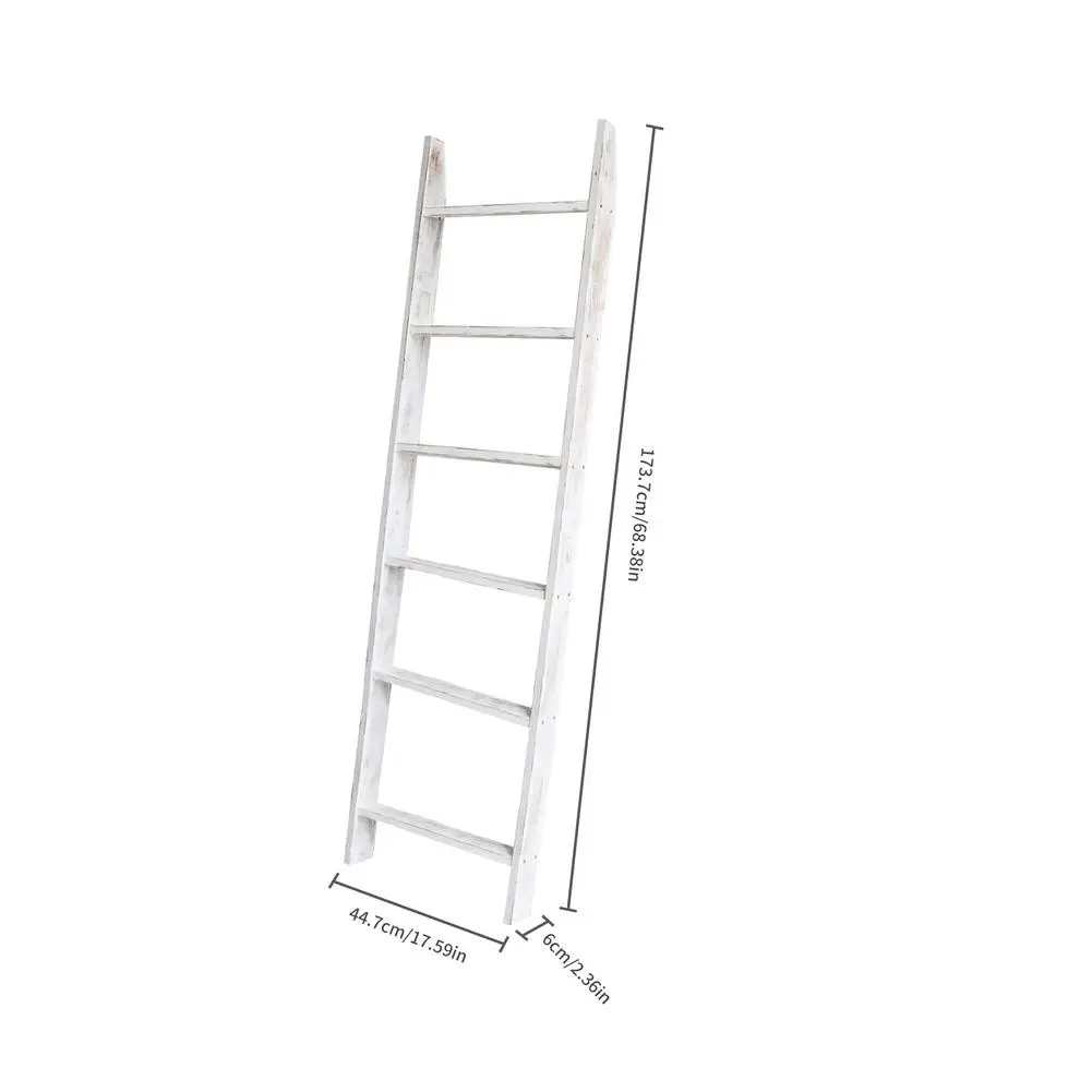 

Ladder Furniture Blanket Ladder Wooden Rustic Wall Leaning Blanket Holder Rack Ladder Exquisite Durable Multi-function Home