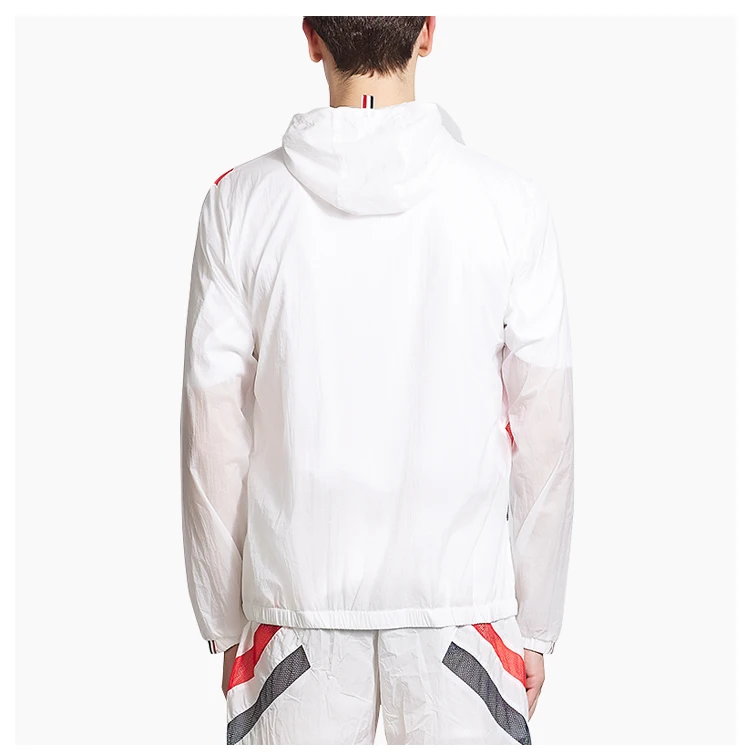 

TB THOM 2021 Fashion Brand Jacket Men Uv Sun Protection Summer Thin Coat Casual Hooded Hollow Out Striped Sunscreen Clothing