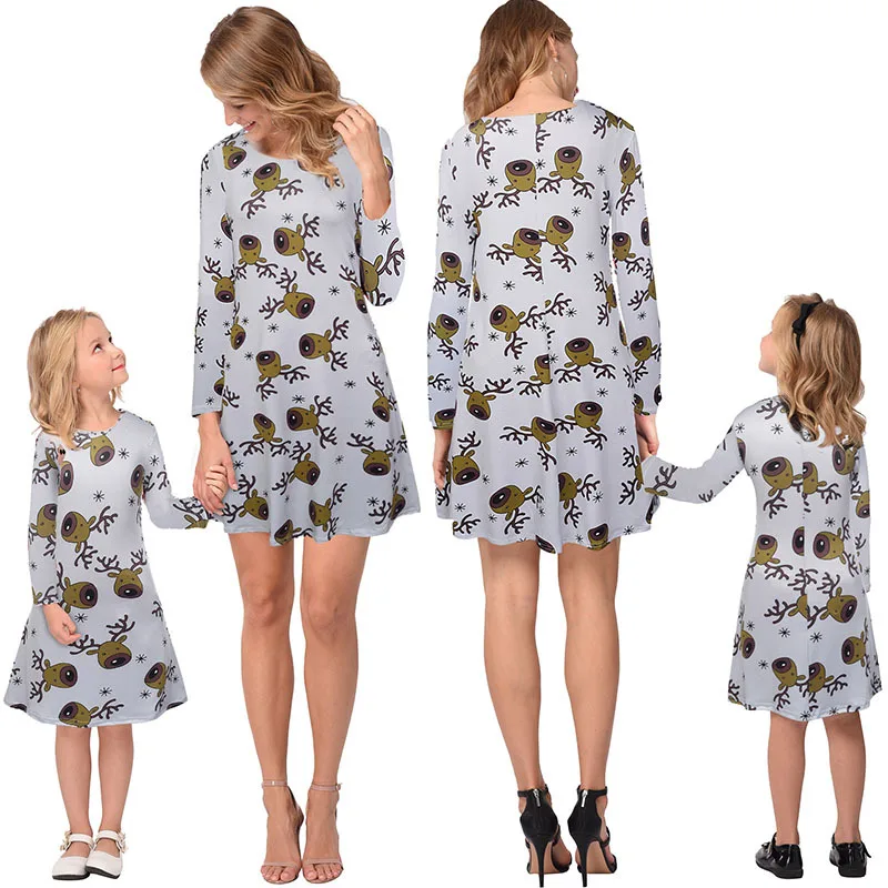 TMWEVN/повседневное рождественское платье с круглым вырезом и принтом для