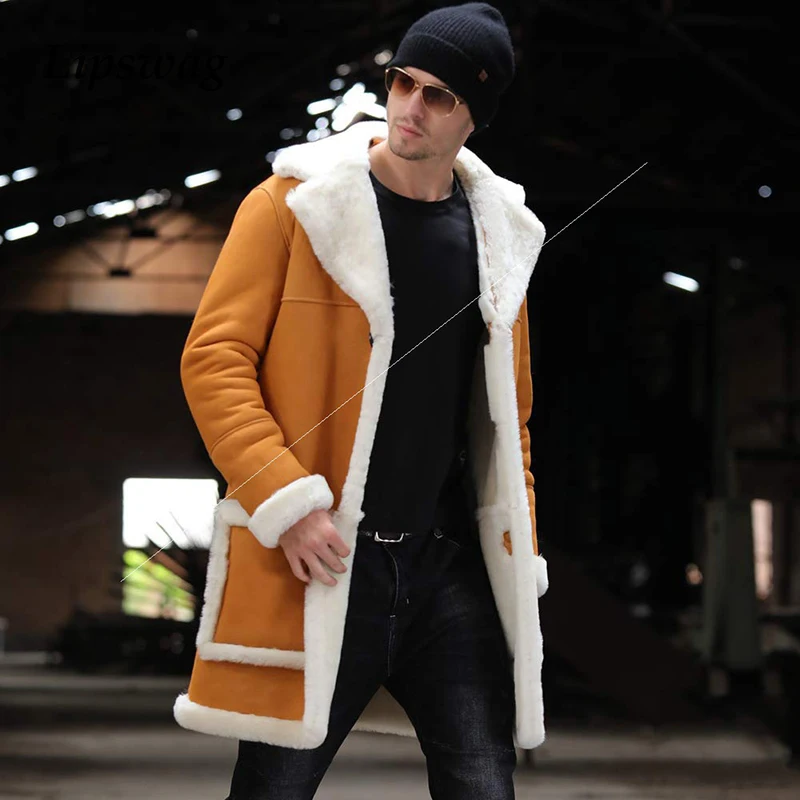 

2022 New Fashion Long Sleeve Loose Outerwear For Men Vintage Winter Warm Thick Woolen Male Overcoats Autumn Patchwork Jacket