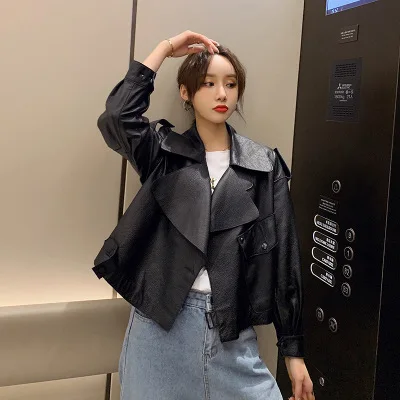 MESHARE Women Spring Genuine Real Sheep Leather Jacket R37