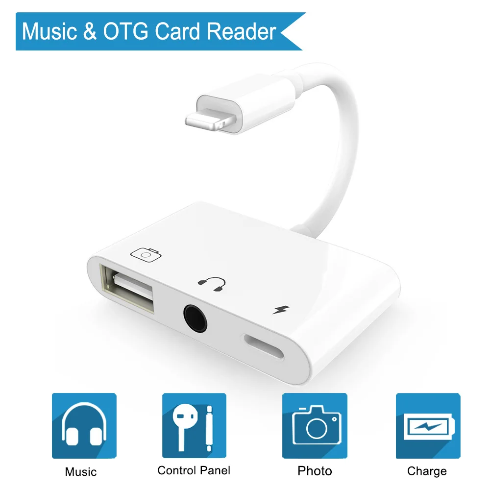 3 in 1(3.5mm port) 5 в 1, комплекты для подключения к камере SD, TF, Lightning, USB, устройство для чтения камер, адаптер, OTG кабель для iPhone X 6, 7, 8, для Ipad Air - Цвет: 3 in 1(3.5mm port)