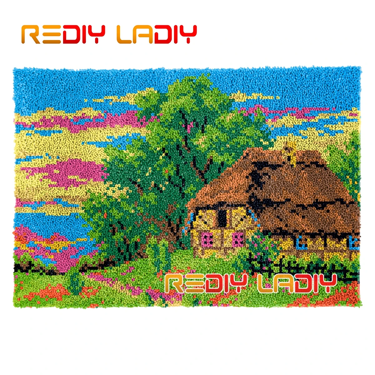 

Latch Hook Rug Kit Country Scenery Plush Wall Hanging DIY Carpet Rug Chunky Yarn Arts Cushion Crocheted Floor Mat Hobby & Crafts