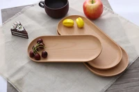 natural wood serving breakfast table decorative plate dishes cake tea tray oval fruit bread dessert food storage serving snack