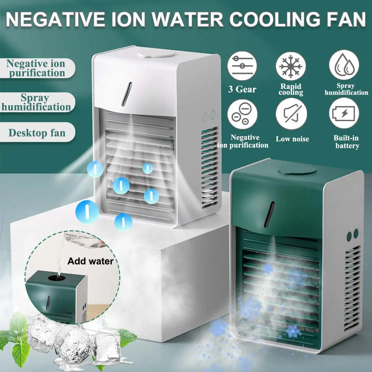 

Портативный мини-кондиционер Warmtoo 3 Gear, кондиционер с увлажнителем и очистителем воздуха, настольный USB-вентилятор для дома и офиса