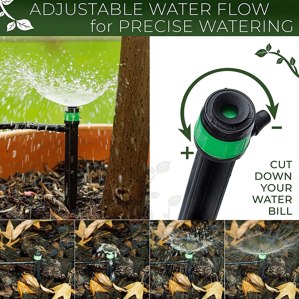 

100 Pcs Water Dripper 25 PSI Adjustable Bubbler Drip Emitter Stake Practical