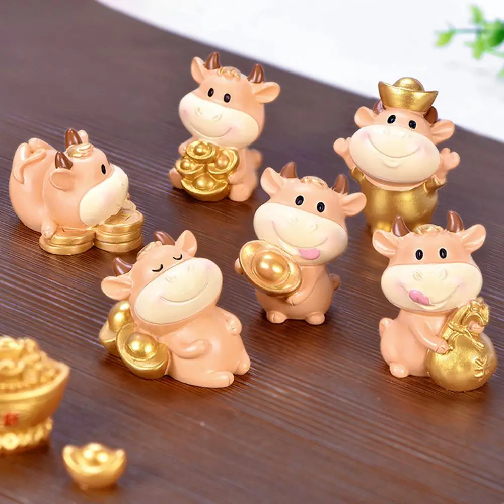 Золотистый Бык на новый год удачу украшения микро-ландшафт настольный декор