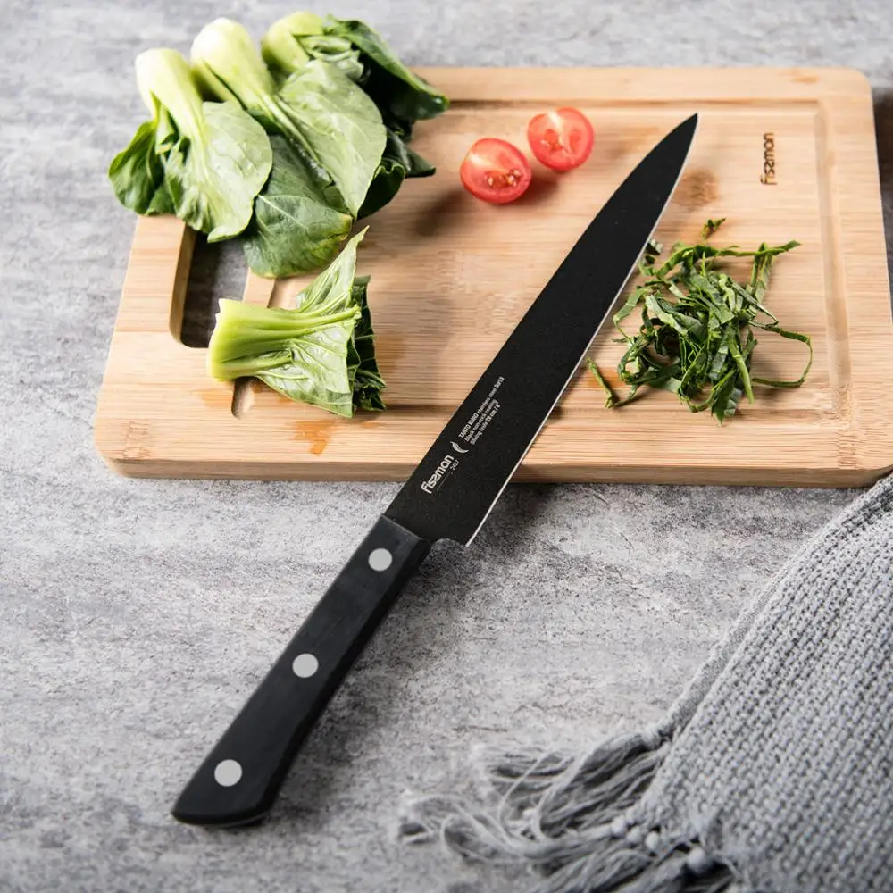 Fissman нож для нарезки Tanto японская сталь 3Cr13 антипригарное покрытие кухонные