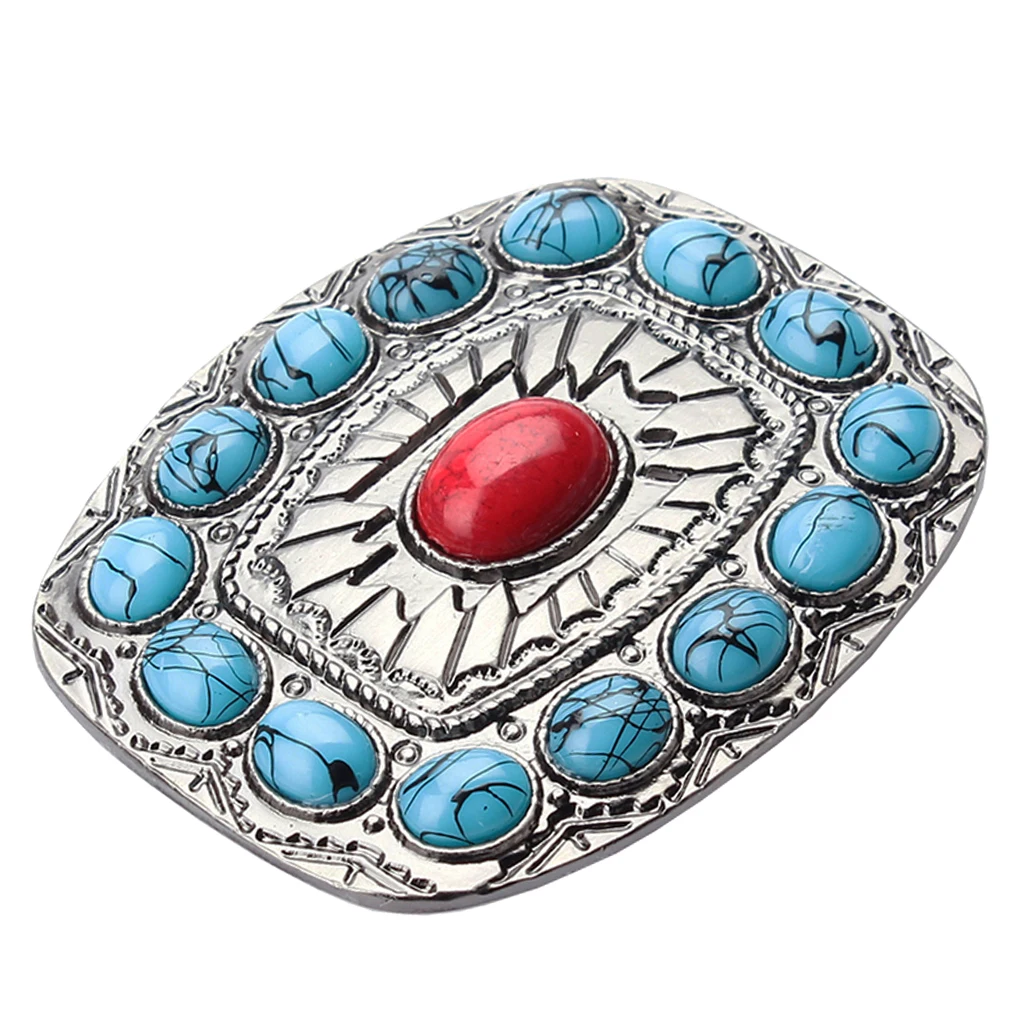 Античный Родео Бирюзовый бисер Западный ковбойский Овальный металлический