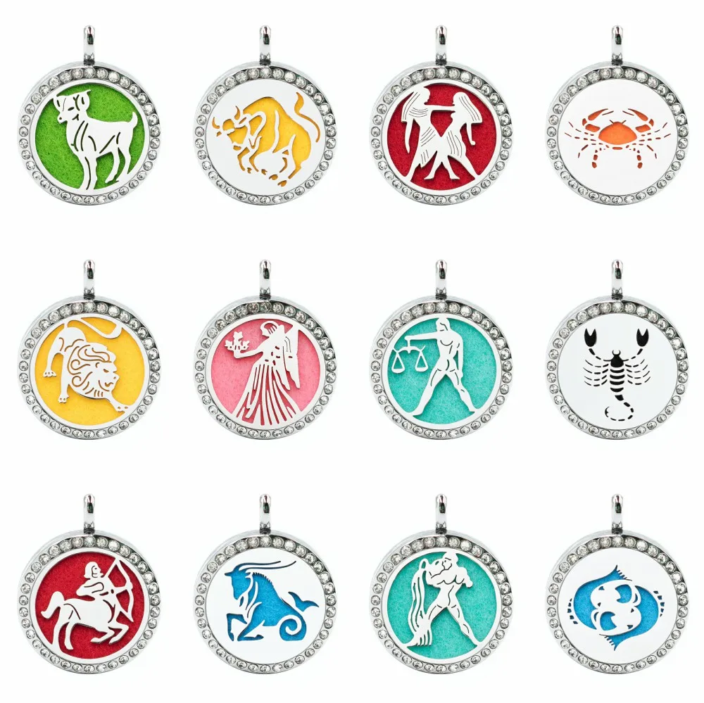 Знаки зодиака 25 мм розовое золото/пистолет черный цвет диффузор для эфирного