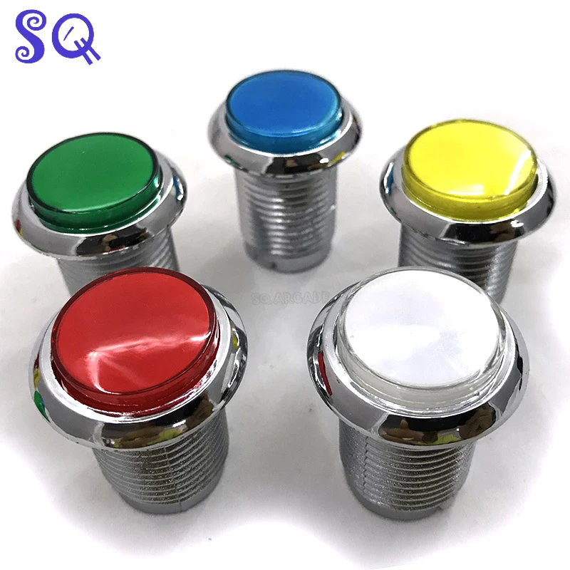 

Free shipping 12pcs/lot CHROME Plated illuminated arcade push button 12v LED Arcade Start Push Button with microswitch