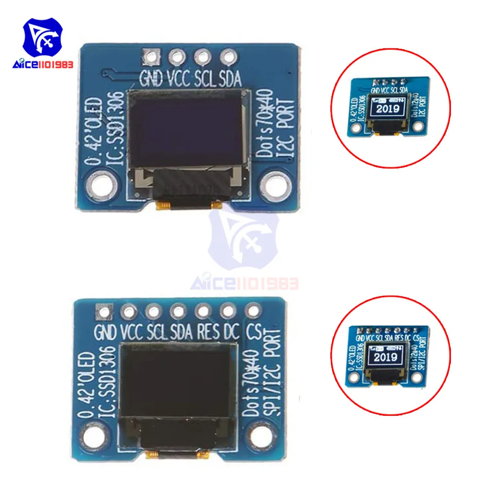 Модуль ЖК-дисплея diymore 0 42 дюйма 72x40 OLED с интерфейсом IIC SPI для Arduino AVR STM32 Raspberry Pi 3 В |