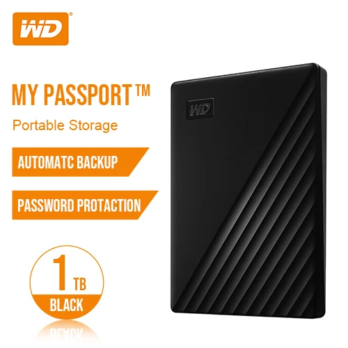 Black 1TB Western Digital My Passport™1 ТБ 2 ТБ 4 ТБ 5 ТБ внешний жесткий диск WD резервного копирования™Программное обеспечение и защита паролем - Цвет: Black 1TB
