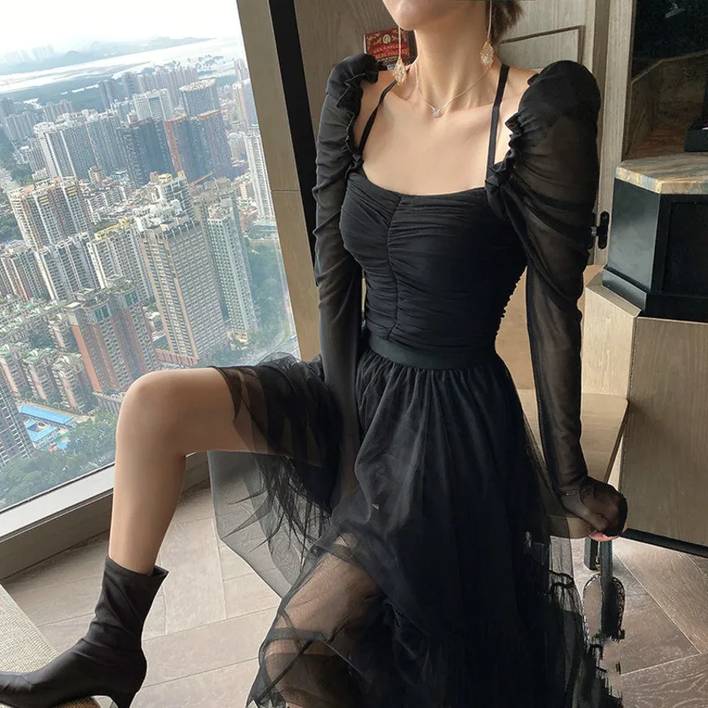 LANMREM нишевый квадратный воротник плиссированные Футболки с длинным рукавом для