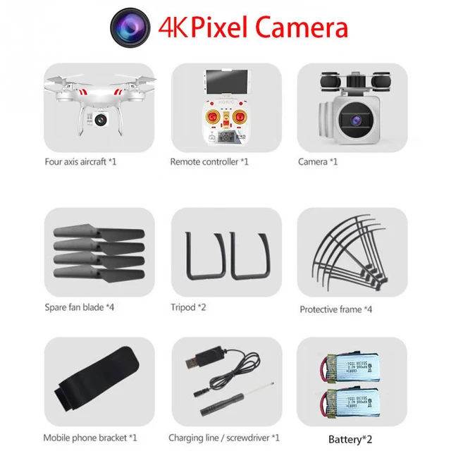 White 4K Camera 2B RC WI-FI с видом от первого лица Квадрокоптер 4K HD Камера Дрон профессиональной воздушной видео 6 Axis Gyro 4 Каналы р/у вертолет Квадрокоптер с высокой фиксацией - Цвет: White 4K Camera 2B