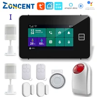 tuya wifi gsm home burglar security alarm system sos apps control lcd touch keyboard 12 languages connect alexa and google