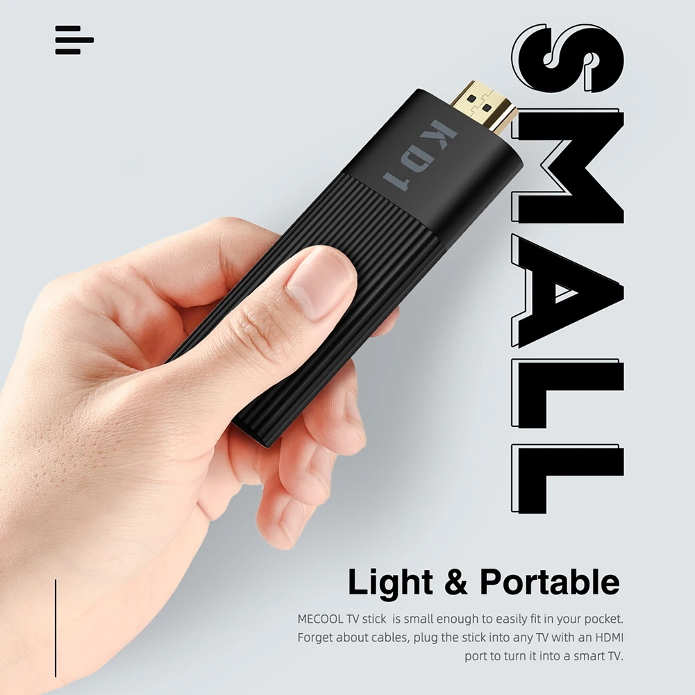 

KD1 Amlogic S905Y2 Quad-Core Smart TV Stick Android 10 2GB 16GB 2.4G/5G Dual-Band WiFi Bluetooth 4.2 Media Player