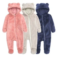 0 12m toddler clothes newborn baby boys girls winter casual bear rompers long sleeve with hooded velvet warm baby outfit