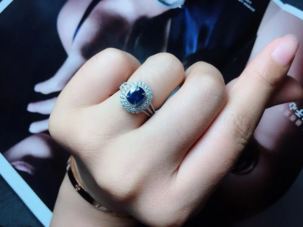 820 натуральное 18 к белое золото 100% ненагреваемое драгоценные камни 1 89ct сапфиры