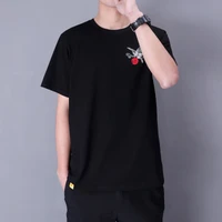 mens t shirt summer embroidery half sleeve fashion loose modern one neck cotton black white mens top shirt