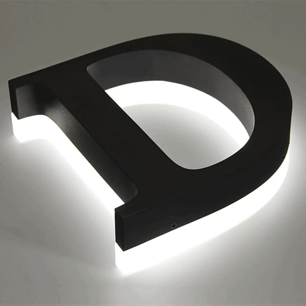 

Single Raised Channel Letter Metal SUS Acrylic Signage Backlit Channel Letter Black Paint metal letters with lights