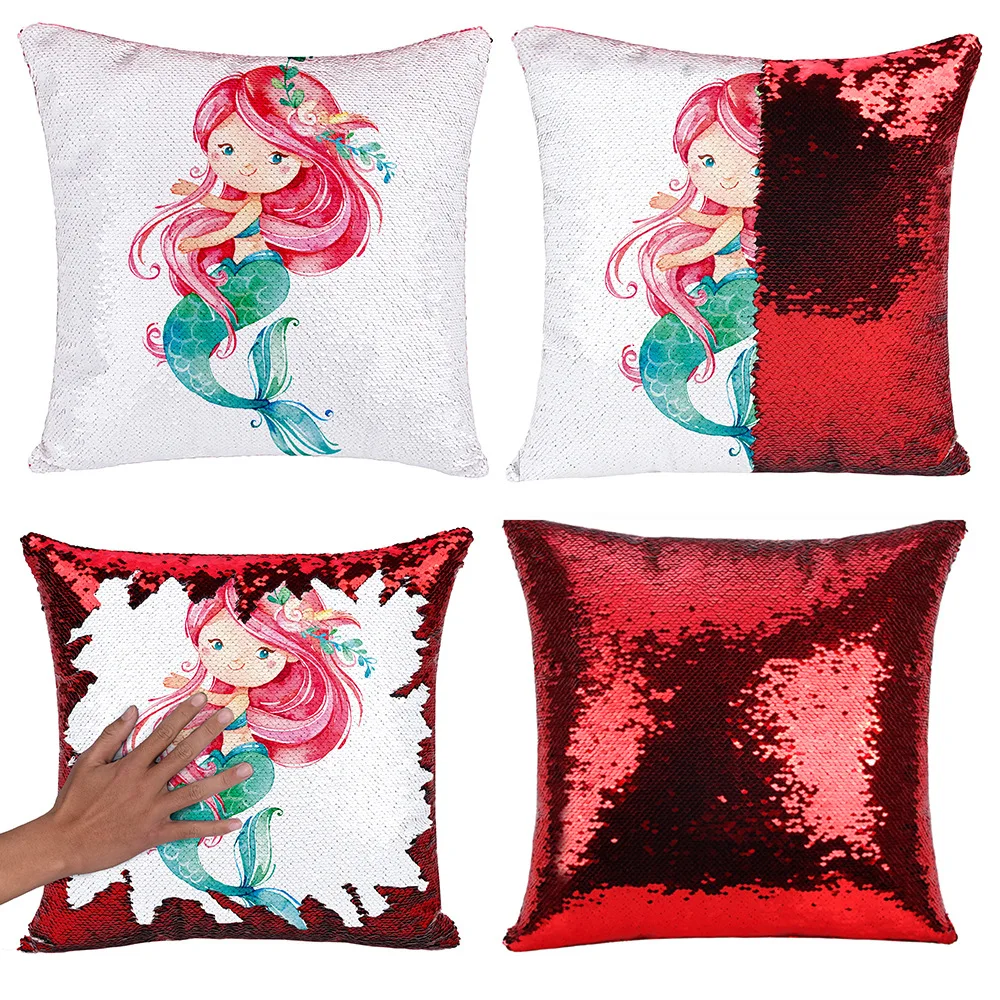 Креативный дизайн сделай сам Русалка подушка декорированная блестками чехол