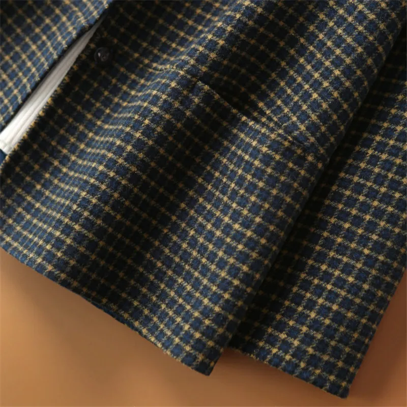 

Fashion Retro Handmade Slim Check Hooded Concealed Buckle Coat Women Woolen Coat Japanese Women's 2020 Autumn And Winter NewB099