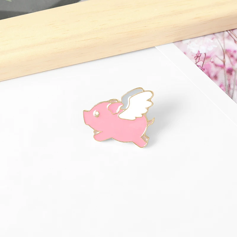 Броши в виде крыльев свиньи эмалевая булавка милый мультяшный маленький розовый