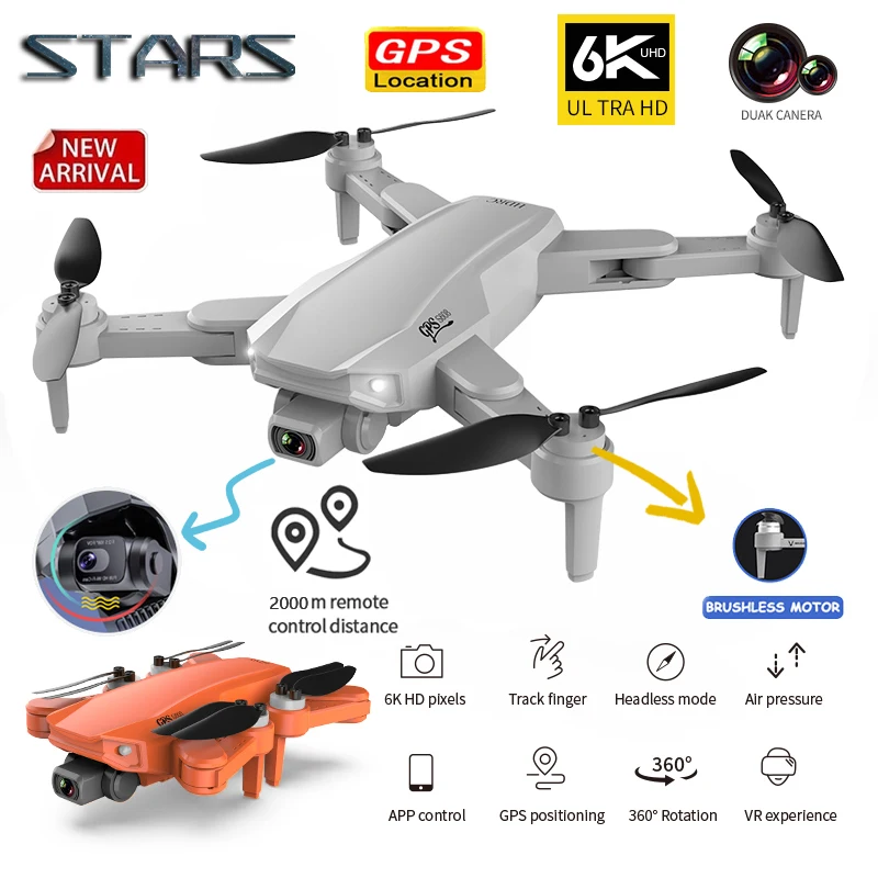 Звезды Новинка S608 6k Hd Радиоуправляемый Дрон Двойная камера с Gps 5g Wifi Fpv передача в