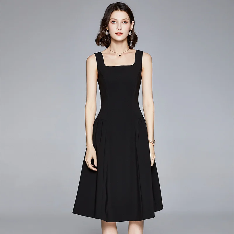 

2021 лучший бренд элегантное платье на петельках для женщин черные вечерние платья высокого качества для женщин; Сезон весна-лето; Модные Пов...