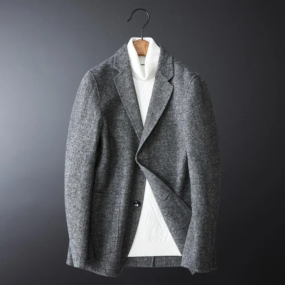 

Good Quality Mens Wool Coat New Winter Jacket Casual Male Woolen coat V-Neck Collar Fashion Single Breasted Man Overcoats #1988