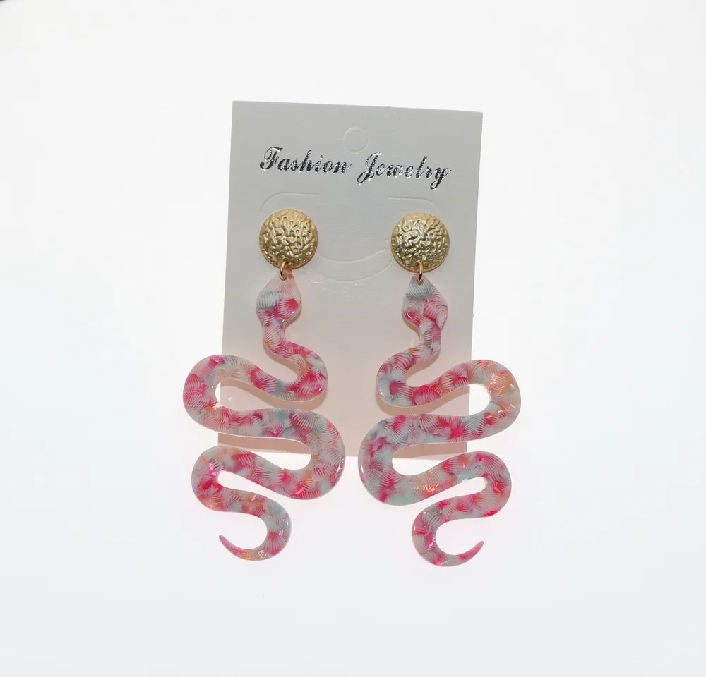 Женские акриловые серьги в виде змеи длинные Черепаховые форме ракушки крупные