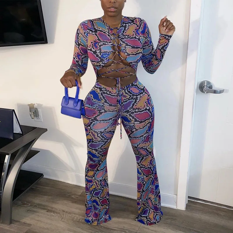 Женский Ажурный комбинезон на завязках уличный с длинным рукавом и высокой