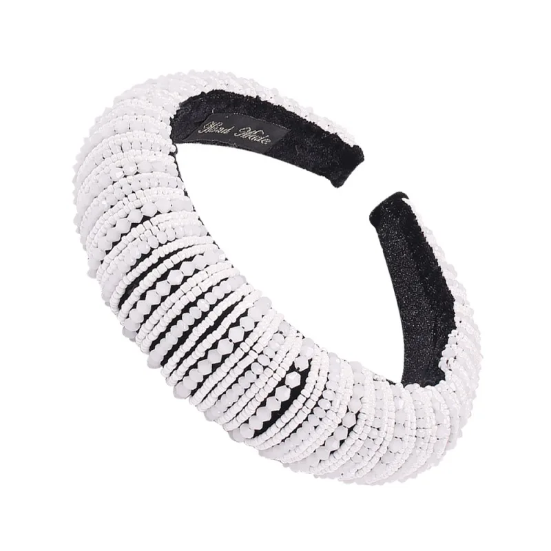 

Fashionable Sponge Headband Women Baroque Palace Crystal Bead Rhinestone Headband Temperament Fashion Headwear