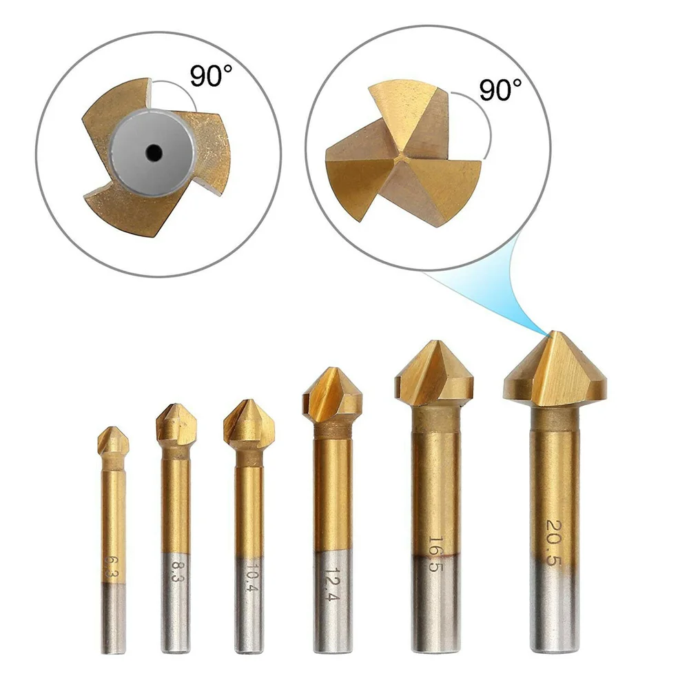 6 шт 3 флейты фаски торцевые фрезы зенковки титана металлообработки|Сверла| |