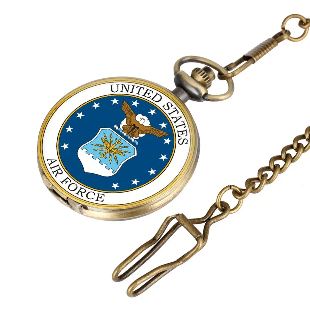 Часы Exquise бронзовые военно-морские силы армейские кварцевые карманные с цепочкой