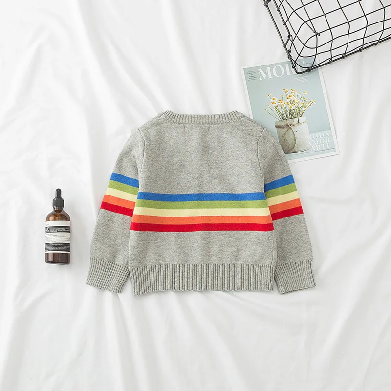 Осенние свитера для маленьких мальчиков и девочек Детские Зимний вязаный свитер