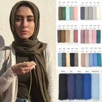 2021 muslim hijab scarf for women soft crinklecotton head scarves turban shawls and wraps islamic headscarf headband 180x95cm
