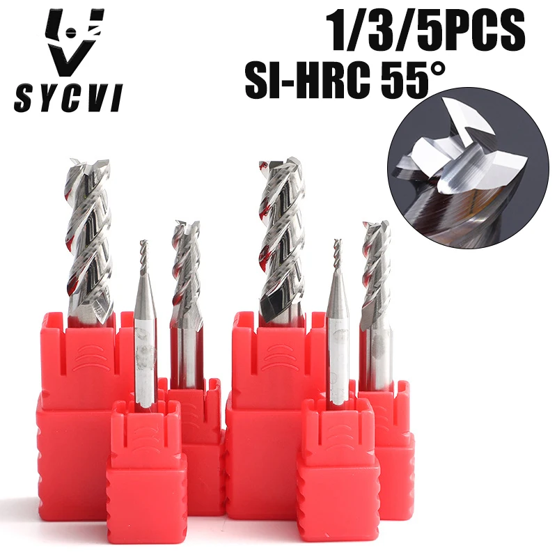 

Концевая фреза из вольфрамовой стали YG10, HRC55, специальная фреза для алюминиевого сплава с 3 лезвиями, Концевая фреза с толстым покрытием, Кон...