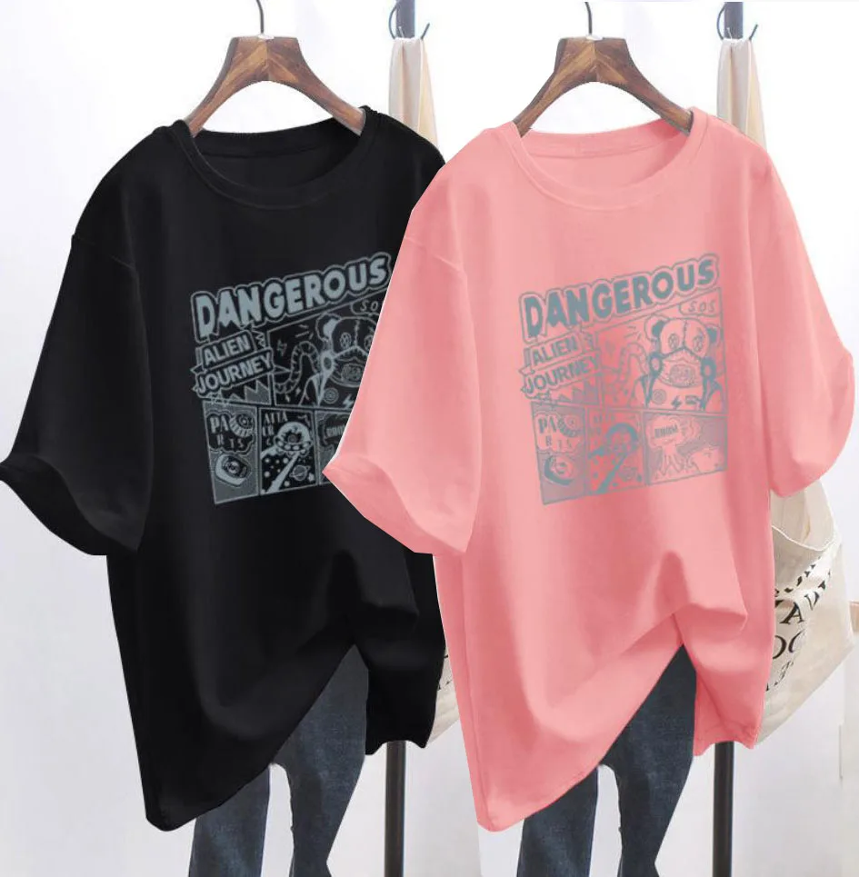 New Simple and generous  Letter Casual  Loose Comfort Summer  Girl Lady T-shirts Top  Women Loose Female Tee Oversize T-Shirt