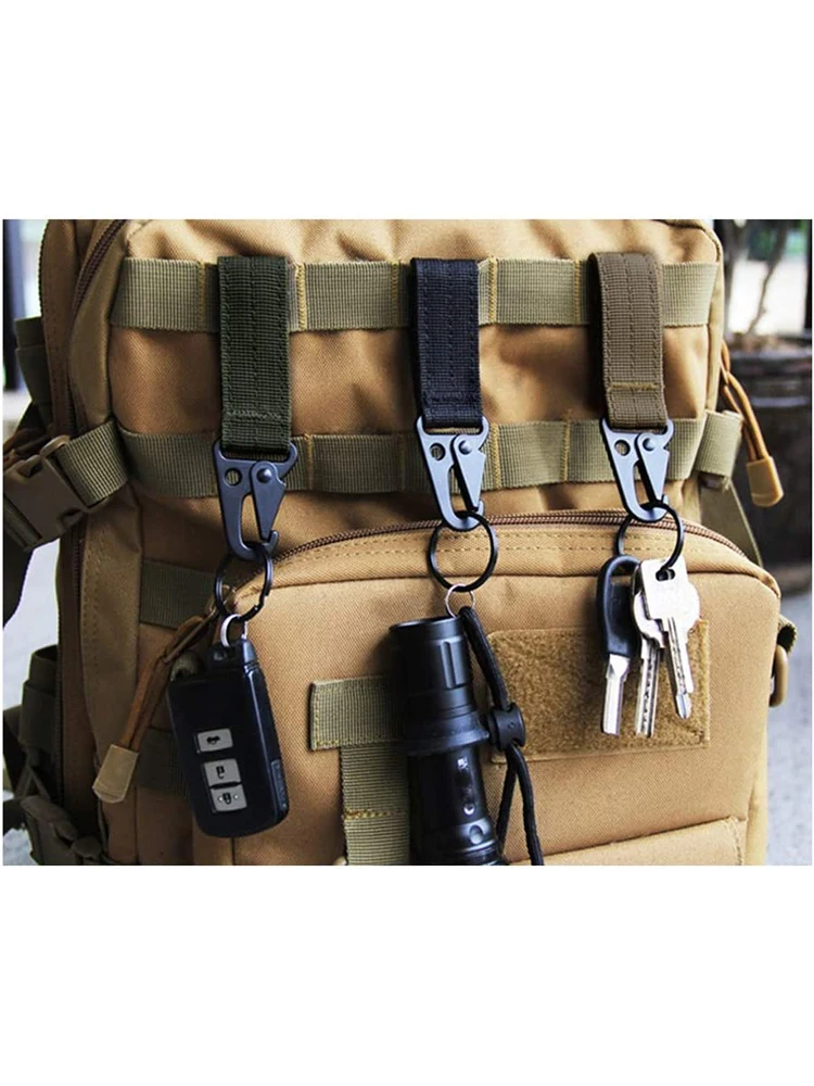 Nylon Tactical Gear Clip Band Carabiner Keychain Hook Belt Webbing with Strap Military Utility Hanger for Outdoor Activities | Спорт и