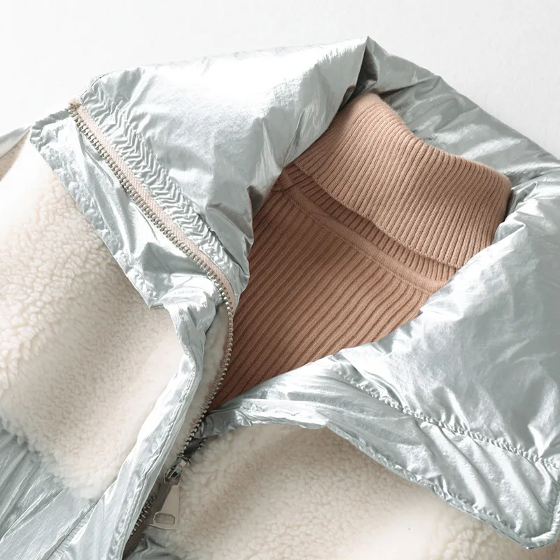 Новая женская одежда пуховые строчки гранулы комбинированный мех шуба короткая