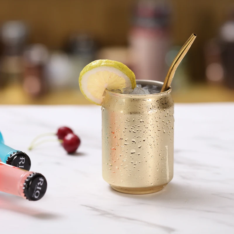 Серебристые кружки колы из нержавеющей стали без металлической соломы