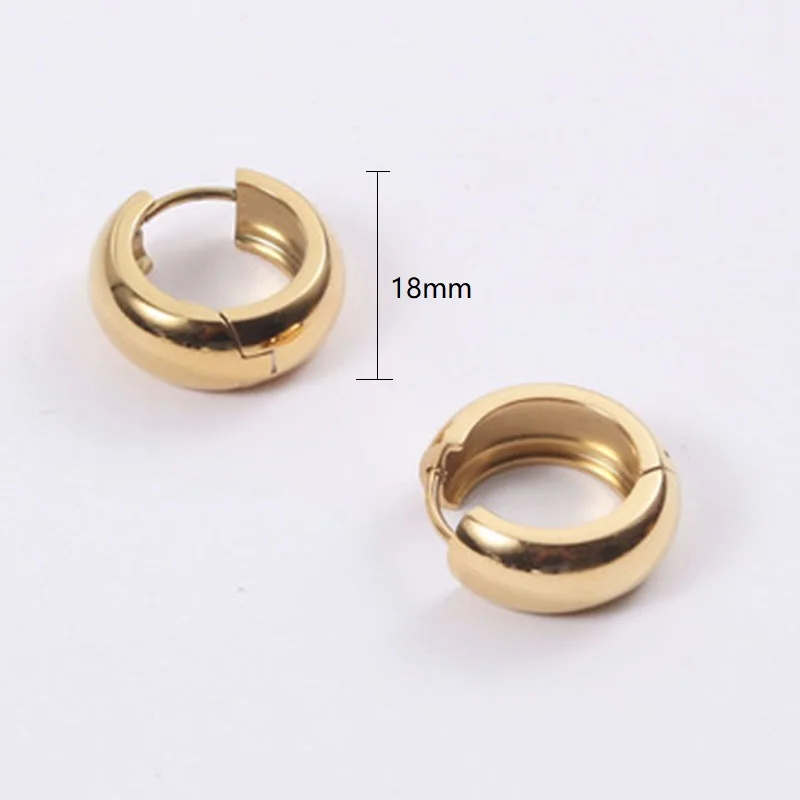 Classic Vintage Small Hoop Earrings Fashion - Men's and Women's Stainless Steel Thick Gold Huggie Hoop Earrings image 6